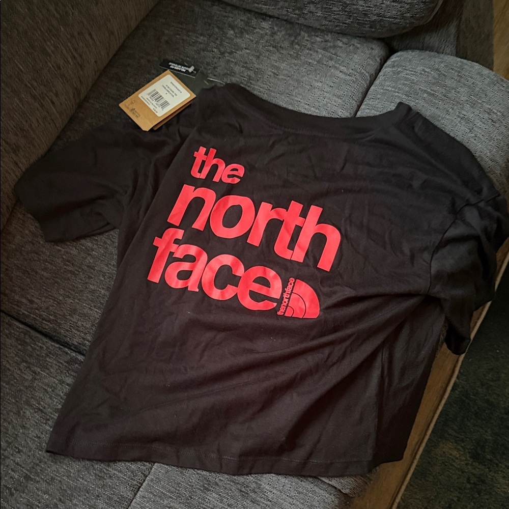 The North Face Black Tee with Red Logo